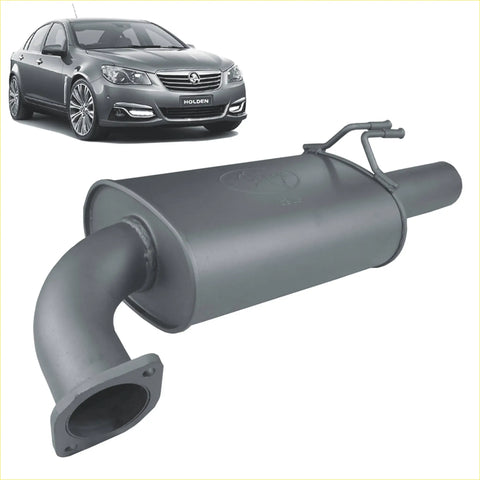 Gray metallic exhaust manifold with curved pipes and flanged bracket for redback 3 inch rear muffler holden commodore ve vf