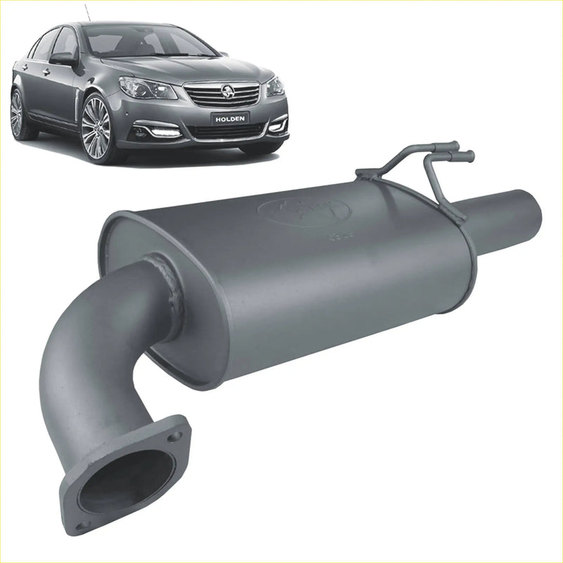 Gray metallic exhaust manifold with curved pipes and flanged bracket for redback 3 inch rear muffler holden commodore ve vf