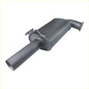 Black metal redback 3 inch rear muffler with cylindrical body and curved outlet pipe for holden commodore ve vf