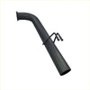 Black metal redback 3 inch tail pipe with curved design and mounting brackets for holden commodore ve vf driver side back view