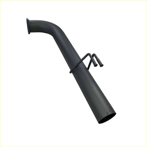 Black metal redback 3 inch tail pipe with curved design and mounting brackets for holden commodore ve vf driver side back view