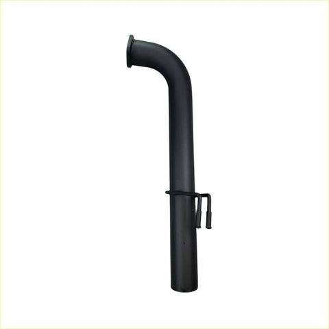 Black matte finished metal redback 3 inch tail pipe with curved upper section and mounting bracket for holden commodore driver side