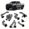 Gray metallic exhaust system components from the back side for redback 4x4 exhaust system chevrolet silverado 1500