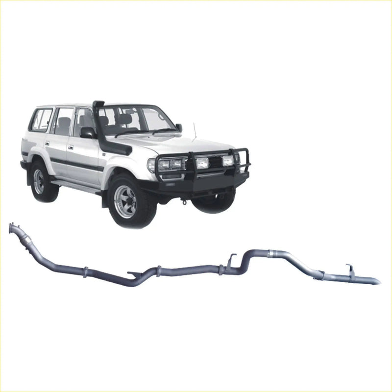 Silver metallic exhaust manifold system shown from the back for toyota landcruiser 100 series redback 4x4 extreme duty exhaust