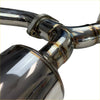 Shiny chrome redback catback exhaust for toyota 86 and subaru brz with weld seams and cylindrical muffler visible
