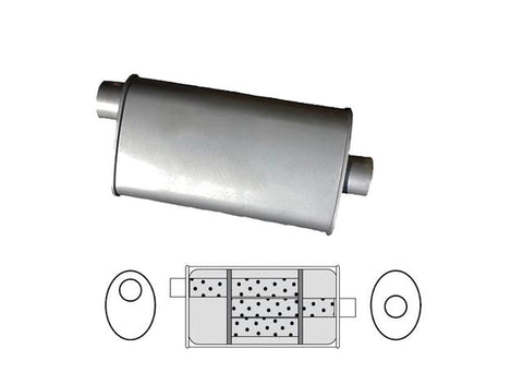 Redback Oval Muffler 10" Long 1.5" Offset/Centre Triflow