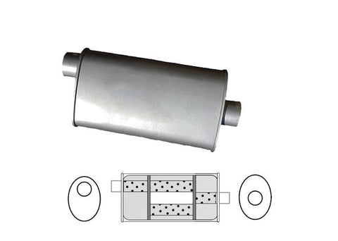 Redback Oval Muffler 22" Long 2.25" Offset/Centre