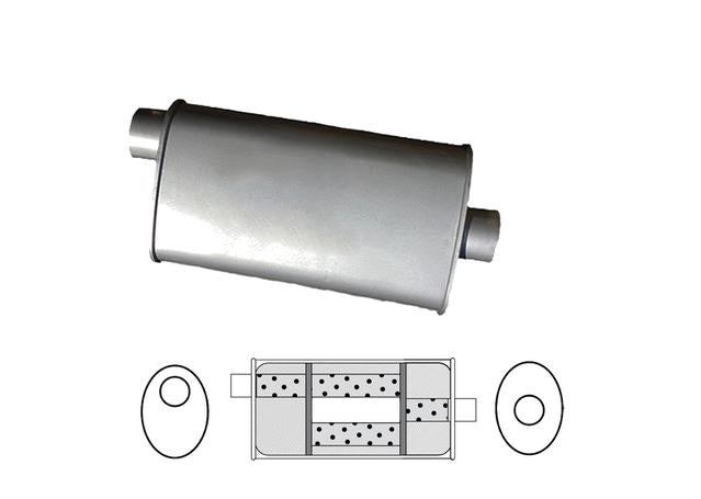 Redback Oval Muffler 22" Long 2.25" Offset/Centre