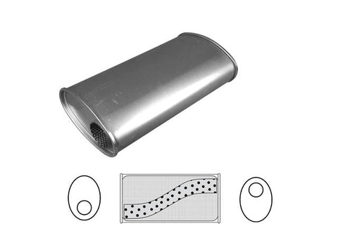 Redback Oval Muffler 14" Long 3" Offset Megaflow Mild