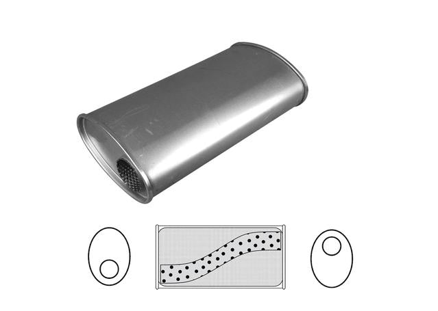 Redback Oval Muffler 14" Long 3" Offset Megaflow Mild