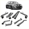 Gray metallic exhaust manifold kit shown from the back for holden commodore in redback dual 3 inch catback exhaust kit