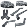 Black metal exhaust manifold and pipe components for redback dual 3 inch catback exhaust on holden commodore ve vf sedan backside