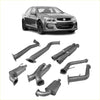 Gray metallic redback dual 3 inch catback exhaust system components for holden commodore ve vf sedan back side view