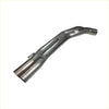 Shiny metallic redback dual 3 inch catback exhaust with sleek curved design shown from the rear for holden
