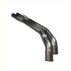 Back side of shiny metallic redback dual 3 inch catback exhaust with sleek curved pipes for holden without rear muffler