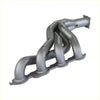 Gray metallic redback dual 3 inch engine back exhaust with muffler delete showing sleek curved branching tubes