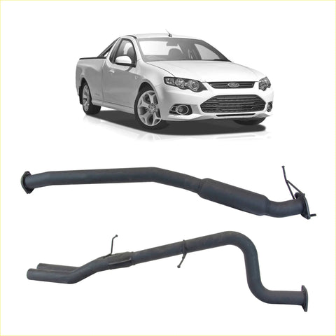 Black rear view of redback exhaust 2.5 inch hotdog centre and rear muffler system for ford utility vehicles