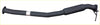 Black metal Redback exhaust pipe with curved design and flanged ends from the 2.5 system showing back side