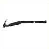 Black metal curved exhaust pipe with mounting bracket from redback exhaust 2.5 inch system with hotdog centre