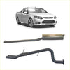 Silver ford ute with redback exhaust 25 inch black muffler centre and rear muffler shown from underside back view