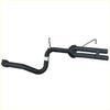Black painted metal exhaust manifold with dual pipes and mounting brackets for redback exhaust 2.5 system back view