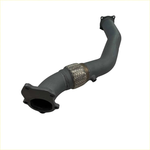Black painted exhaust manifold with braided stainless steel heat shield on redback extreme duty dump pipe for landcruiser