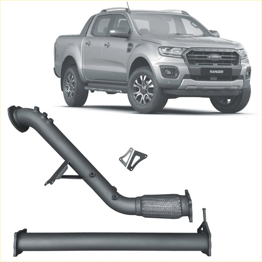 Black metal back side of redback extreme duty 3 inch turbo back exhaust system for ford ranger 3.2 pickup truck