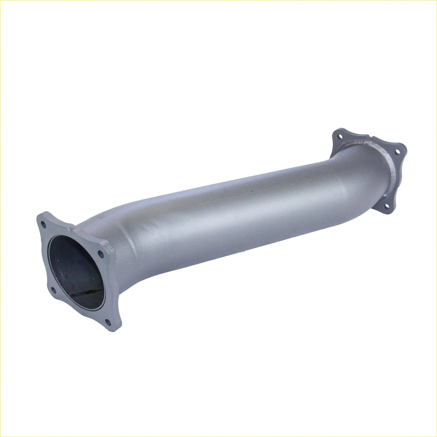 Gray metallic exhaust pipe with flanged ends and bolt holes from redback extreme duty 4 inch turbo back kit for toyota landcruiser