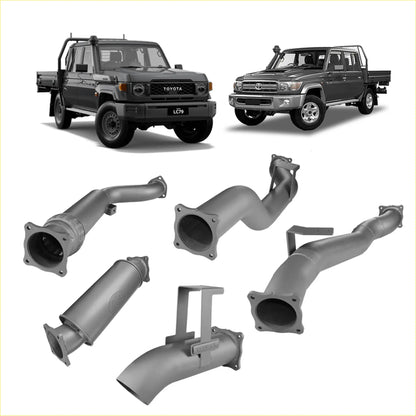 Gray metallic redback extreme duty 4 inch turbo back exhaust system components for toyota landcruiser 79 models