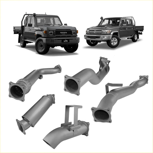 Gray metallic redback extreme duty 4 inch turbo back exhaust system components for toyota landcruiser 79 models