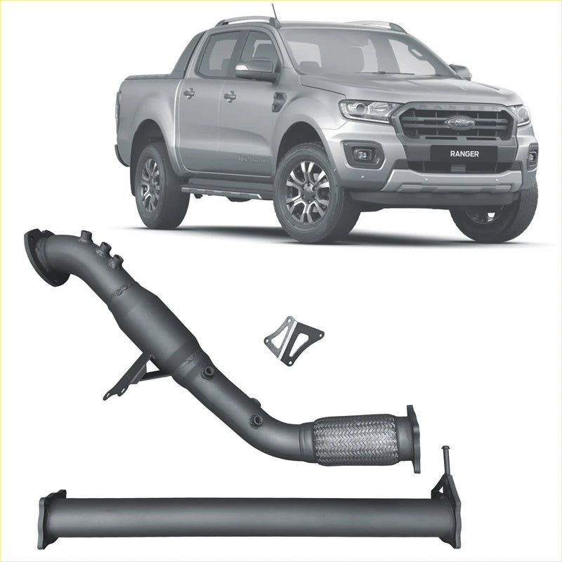 Black metallic redback extreme duty exhaust dpf adaptor kit with mesh and brackets for ford ranger 3.2l back side