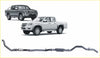 Silver metallic redback extreme duty exhaust system for ford ranger 2006 to 2011 shown from the back side