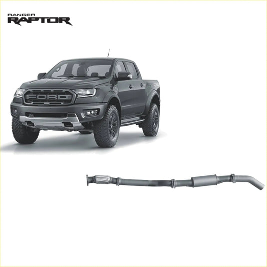 Black metallic redback extreme duty exhaust system for ford ranger raptor 2.0l bi-turbo shown from back side