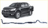 Black metallic redback extreme duty exhaust system for holden colorado rg 2.8l shown from the back side