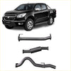 Black metal exhaust system components shown from the back for redback extreme duty exhaust holden colorado rg 2.8l