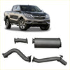 Black metallic redback extreme duty exhaust system components for mazda bt-50 pickup truck back side view