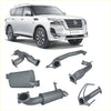 White nissan patrol y62 with chrome accents and black wheels showing redback extreme duty exhaust installed from back side