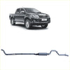Black toyota hilux with chrome accents and alloy wheels shown from back with redback extreme duty exhaust system