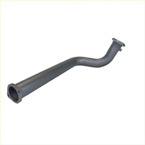 Gray metallic redback extreme duty exhaust manifold with curved design and flanged ends for toyota landcruiser 75 series leaf