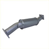 Gray metallic catalytic converter with flanged ends and curved inlet for redback extreme duty exhaust toyota landcruiser 76 wagon