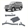 Gray metallic redback extreme duty exhaust system components for toyota landcruiser 76 series wagon backside view