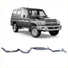 Gray metallic redback extreme duty exhaust system for toyota land cruiser lc78 shown from the back side