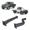 Black rubber exhaust pipe components shown from the back for redback extreme duty exhaust toyota landcruiser 79 series double