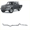 Gray metallic redback extreme duty exhaust system for toyota landcruiser 79 series shown from the back side