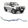 Silver metallic redback extreme duty exhaust system with curved pipes and flanges for toyota landcruiser 80 series wagon