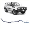 Silver metallic redback extreme duty exhaust pipe system with bends and brackets for toyota landcruiser 80 series back side