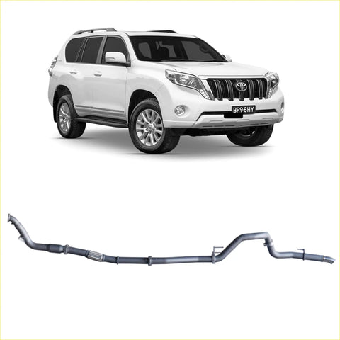 Silver metallic redback extreme duty exhaust manifold system for toyota land cruiser prado 120 150 series back view