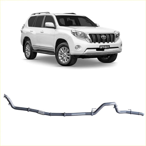 Silver metallic redback extreme duty exhaust system for toyota land cruiser prado 120 150 series backside view