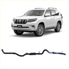 Black metallic redback extreme duty exhaust system for toyota prado 150 series 2.8l shown from the back side