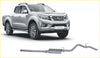 Silver metallic exhaust system showing back side for nissan navara np300 2.3l twin turbo redback extreme duty